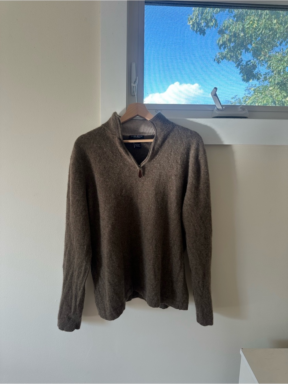 Daniel Bishop Men's Brown Zip-Neck Sweater - Classic Pullover
